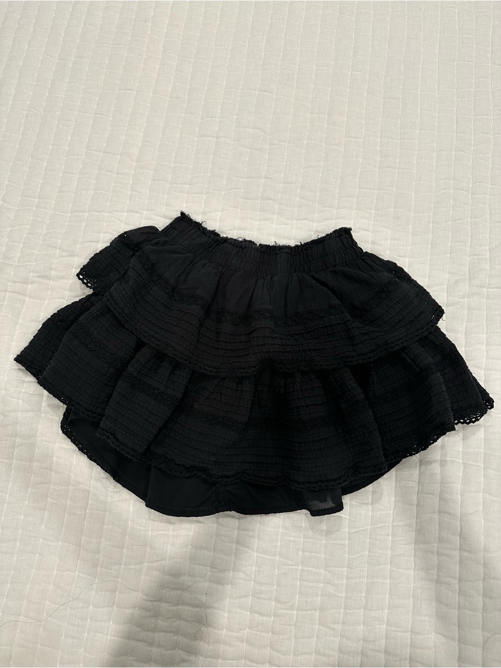 aerie Black Tiered Ruffle Mini Skirt